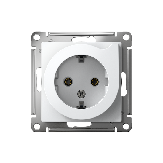 Розетка 1-м СП AtlasDesign 16А IP20 с заземл. защ. шторки с выталк. вилки механизм бел. SE ATN000147