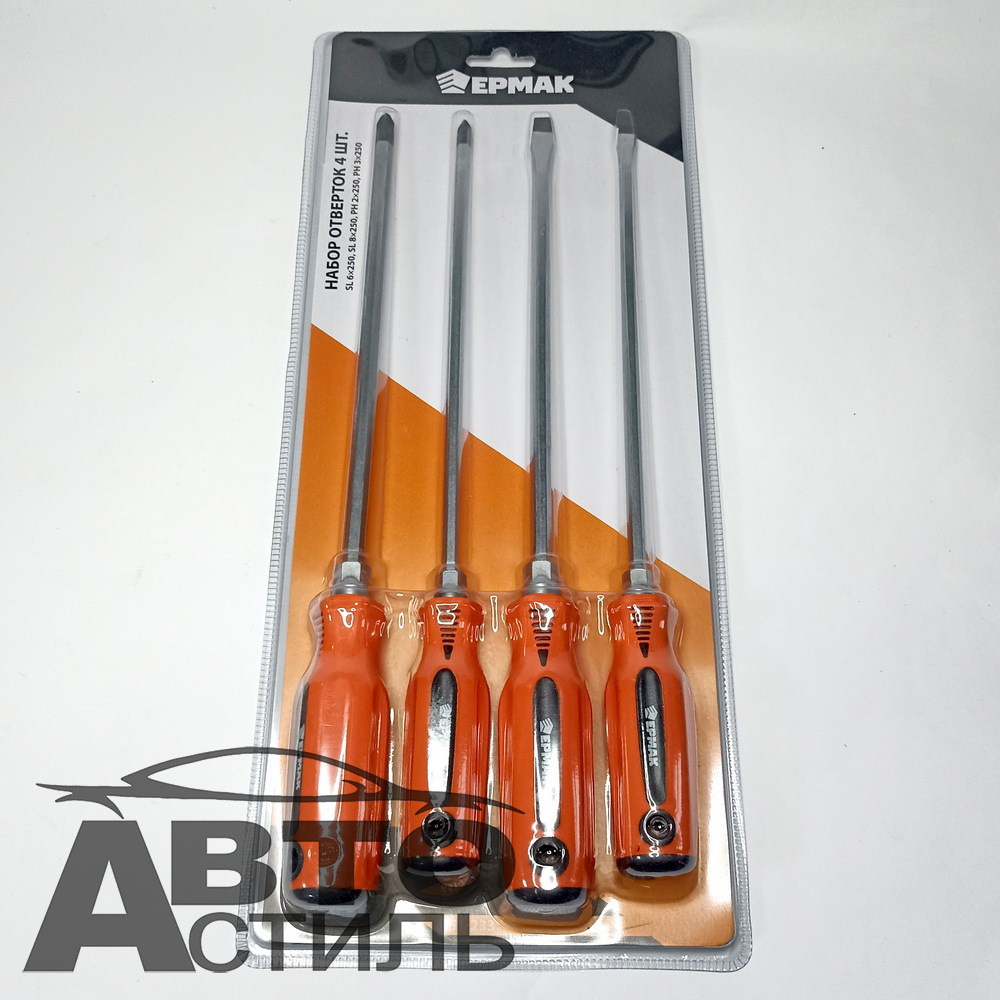 Набор отверток  усил. 4пр (2крест+2плоская) блистер ЕРМАК 651233