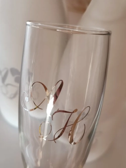 Наклейки свадебные зеркальное серебро инициалы " У "