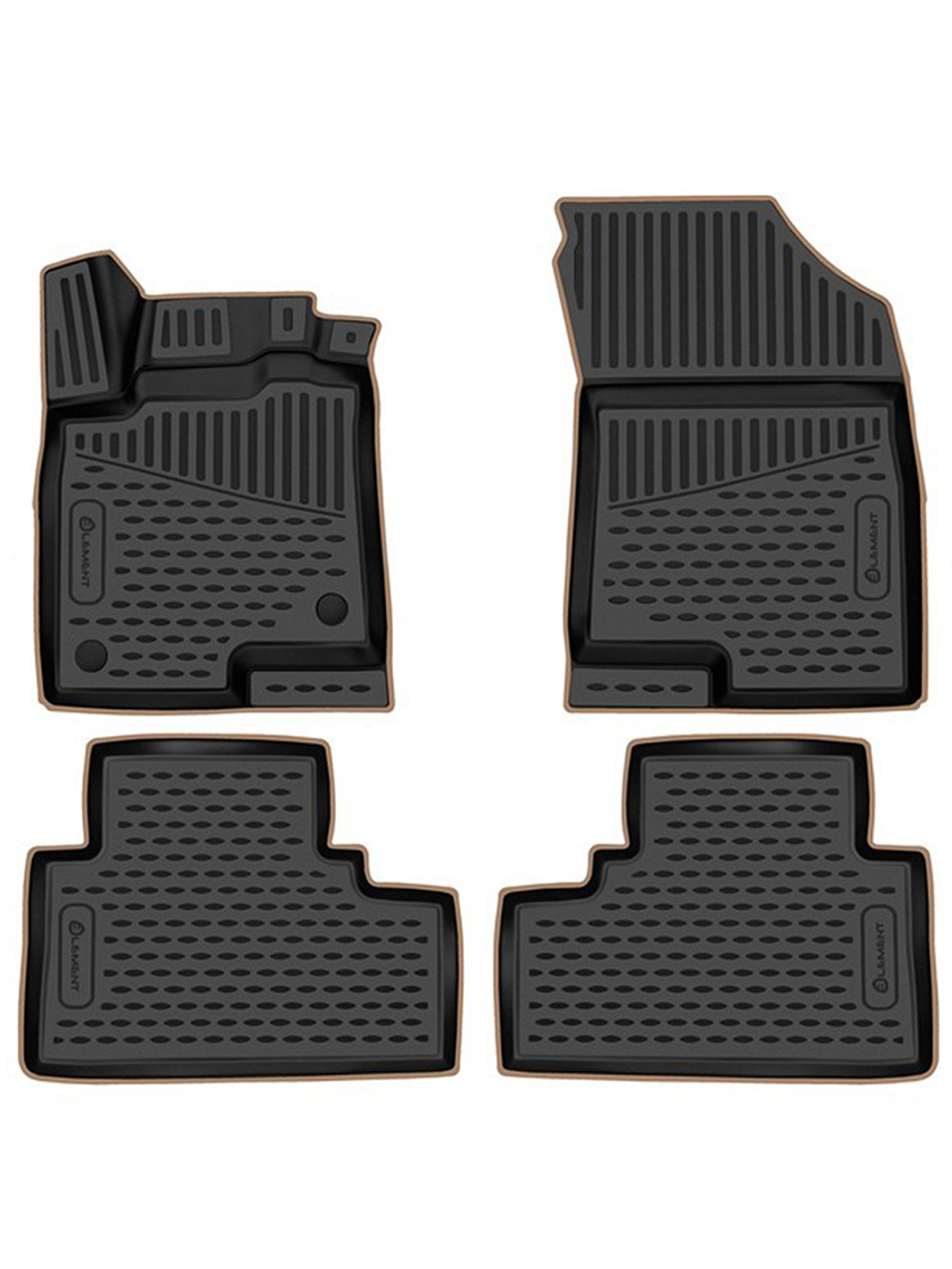 Коврики в салон для HAVAL Jolion 2021-, 2WD, 4шт. (бежевый кант, полиуретан) KANT.ELEM3DAN0015210K.BG