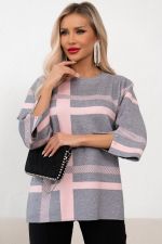 Джемпер (серый/пудровый/полоска) Б11-242/24 Nikol