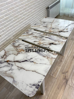 Стол стеклянный раздвижной "Белый мрамор"