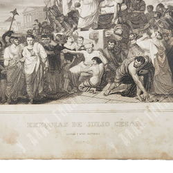 АНТОНИО РОКА. Похороны Юлия Цезаря. Гравюра. Испания, Мадрид. 1854–1859 г.