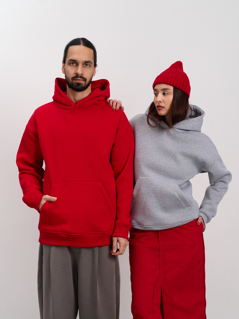 Толстовка мужская с капюшоном "Вasic" красный