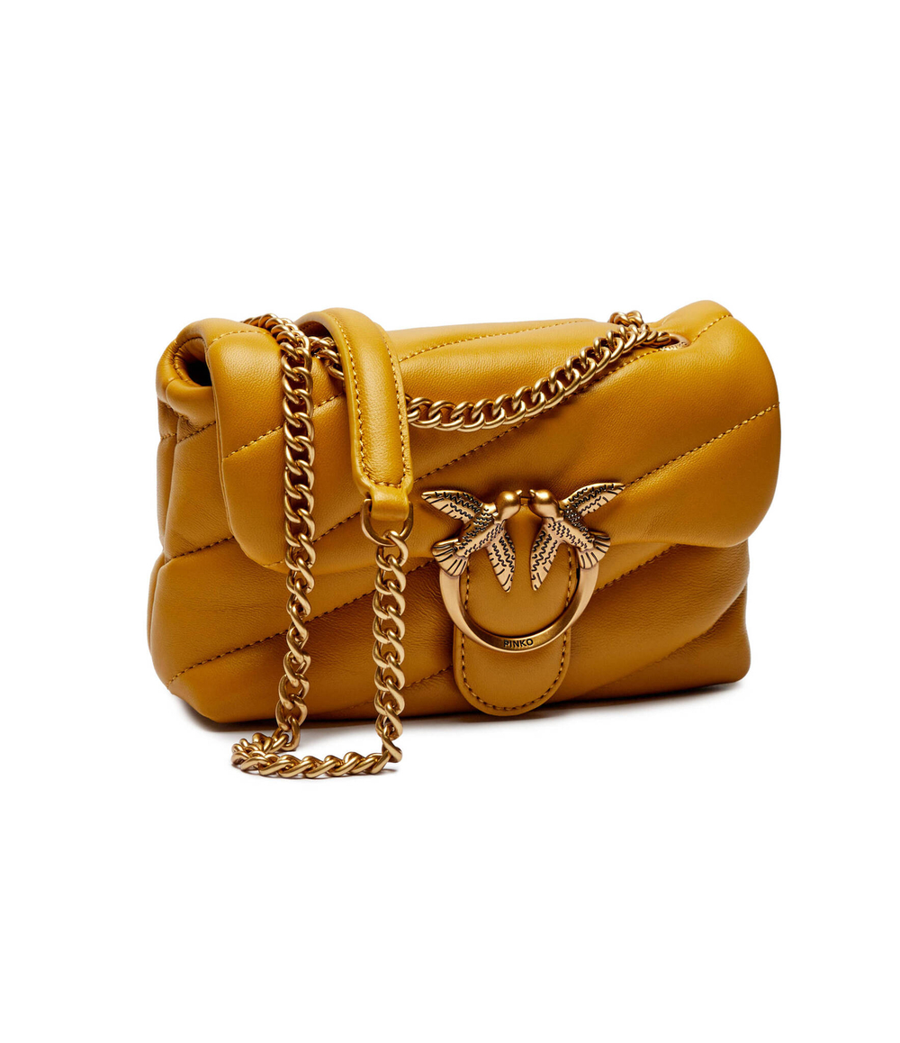 Кожаная сумка-мессенджер Love Puff Baby Pinko - горчичный(100040 A0F2)