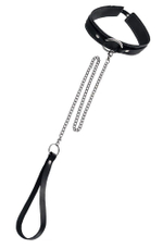 Черный двухслойный ошейник с белой строчкой и поводком (Цвет: черный)