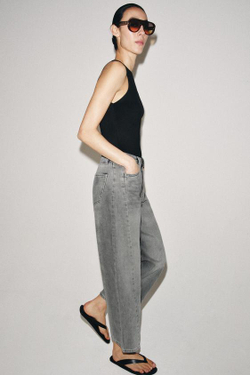 ZARA ДЖИНСЫ ZW COLLECTION ANKLE RELAXED СО СРЕДНЕЙ ПОСАДКОЙ, СЕРЫЙ