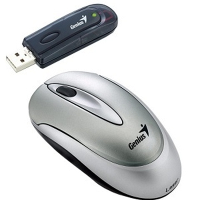 Мышь беспроводная Genius Traveler 600, 1000 dpi, лазерная, USB, серебристая