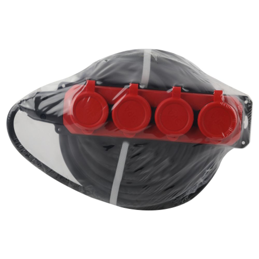 Удлинитель силовой ЭРА UK-4e-3x1,5-30m-IP44(KG) с заземлением 4 розетки каучук 30м КГ 3х1,5мм2 IP44 | Силовые удлинители