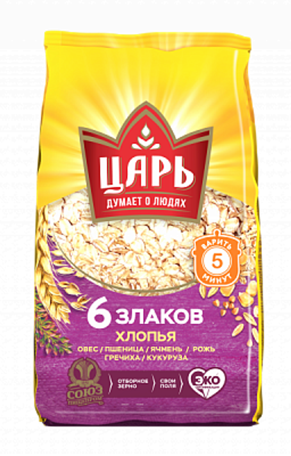 Царь™ Хлопья из 6 злаков 400гр м/у (1х20)