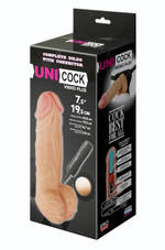 Фаллическая насадка Харнесс UNICOCK 10 с вибрацией - 25 см. (Цвет: телесный)