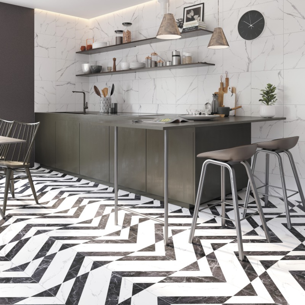 Глазурованный керамогранит Artens Dina 42x42 см 1.587 м² сатинированный цвет черно-белый