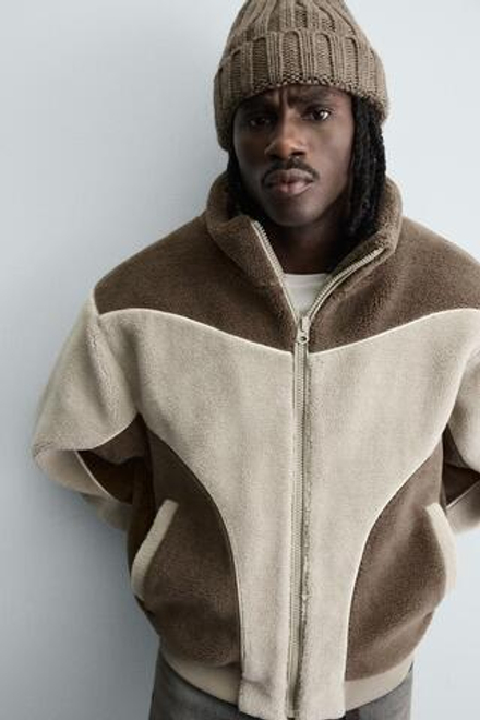 ZARA ШАПКА БИНИ В РУБЧИК, БЕЖЕВЫЙ