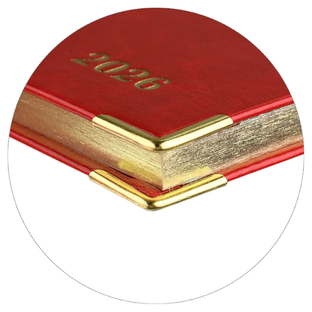 Еженедельник датированный 2026 ESCALADA, 170х88 мм, 64 л., арт. 70387/ 40 САРИФ КРАСНЫЙ (кожзам: интегральный переплёт, материал обложки: искусственная кожа "Сариф"; декор: металлические уголки, тиснение фольгой; способ крепления блока: ниткошвейный;