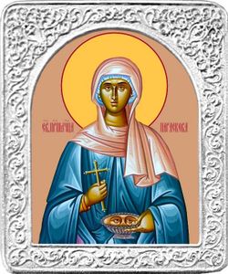 Святая Параскева. Маленькая икона в серебряной раме.