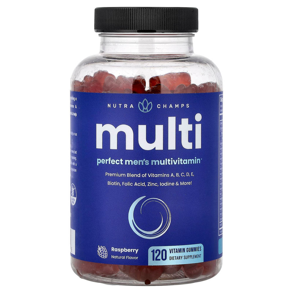 NutraChamps, Multi, Perfect Men, жевательные мультивитамины для мужчин, со вкусом малины, 120 жевательных витаминов