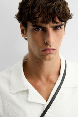 ZARA РУБАШКА RELAXED FIT С ТЕКСТУРОЙ, БЕЛЫЙ