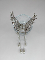 Заколка Краб. Бабочка  со стразами и жемчужными (имитация) подвесками. Цвет Серебро.