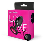 Черная силиконовая анальная втулка с малиновым кристаллом - 7,3 см. (Цвет: малиновый)