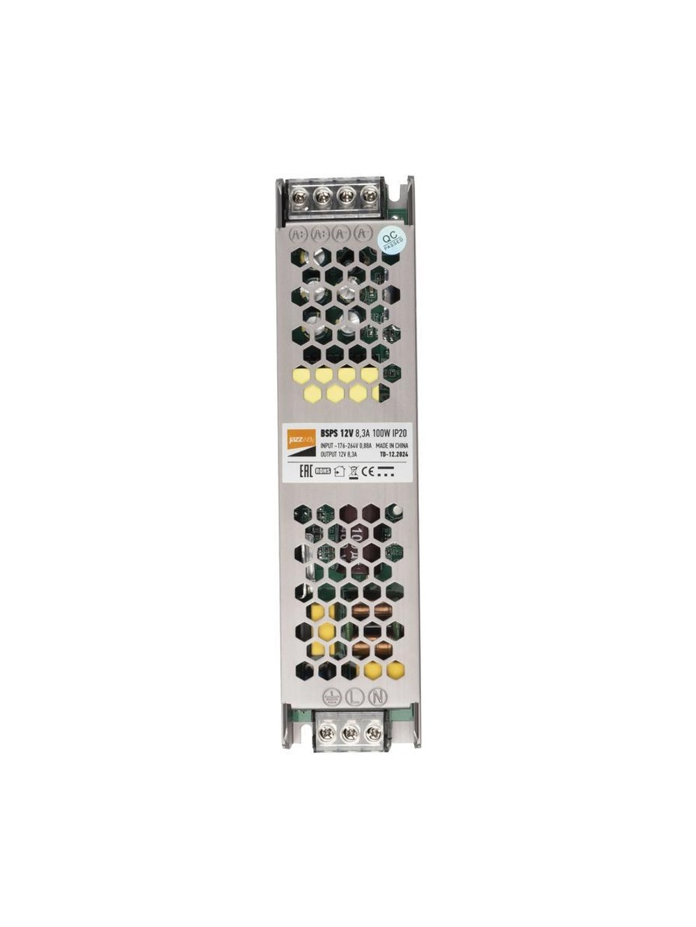 Блок питания для светодиодной ленты 100Вт 8.3А 12В IP20 BSPS метал. JazzWay 1002167A
