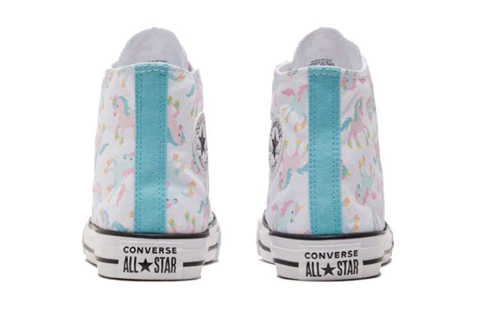 Big Boy Converse Chuck Taylor All Star Chuck Taylor canvas unicorn Print retro non-slip wear-resistant high-top canvas shoes white pink Blue