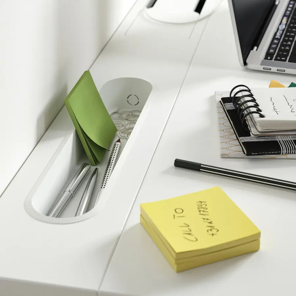 Письменный стол с регулировкой по высоте - IKEA MITTZON/МИТТЗОН ИКЕА, 140х80х65-85 см, белый