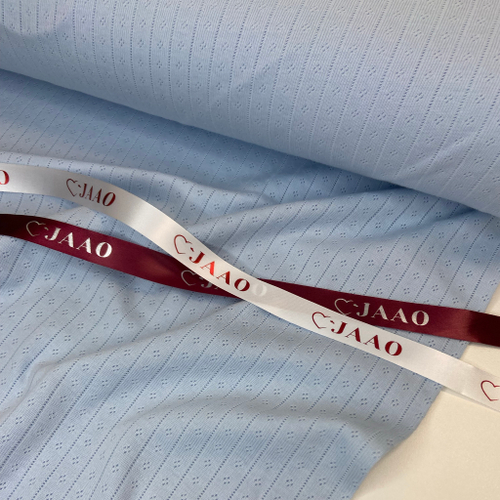 Ажурная рибана точки/полосы голубая