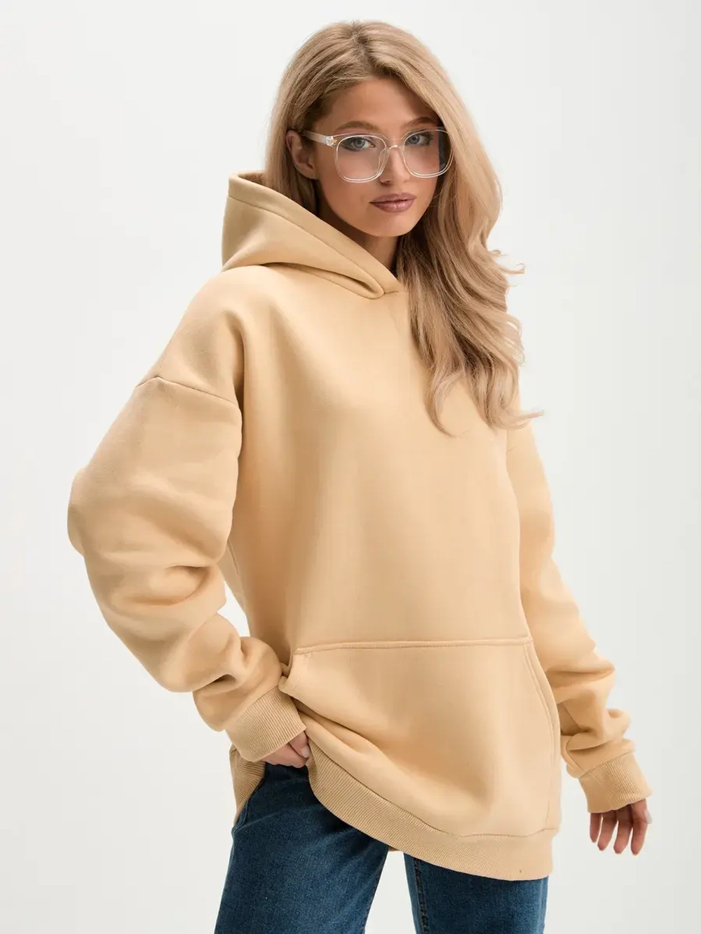 Худи оверсайз с капюшоном теплое с начесом