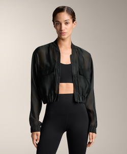 Oysho Бомбер из органзы, черный