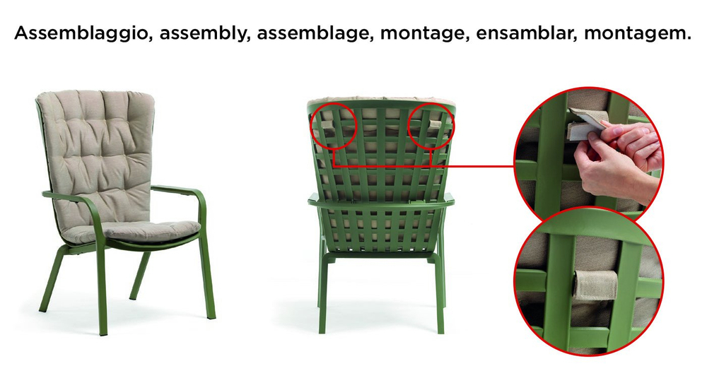 Лаунж-кресло пластиковое с подушкой Nardi Folio, антрацит, серый