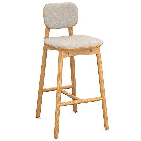 Стул барный с обивкой saga, рогожка, бежевый