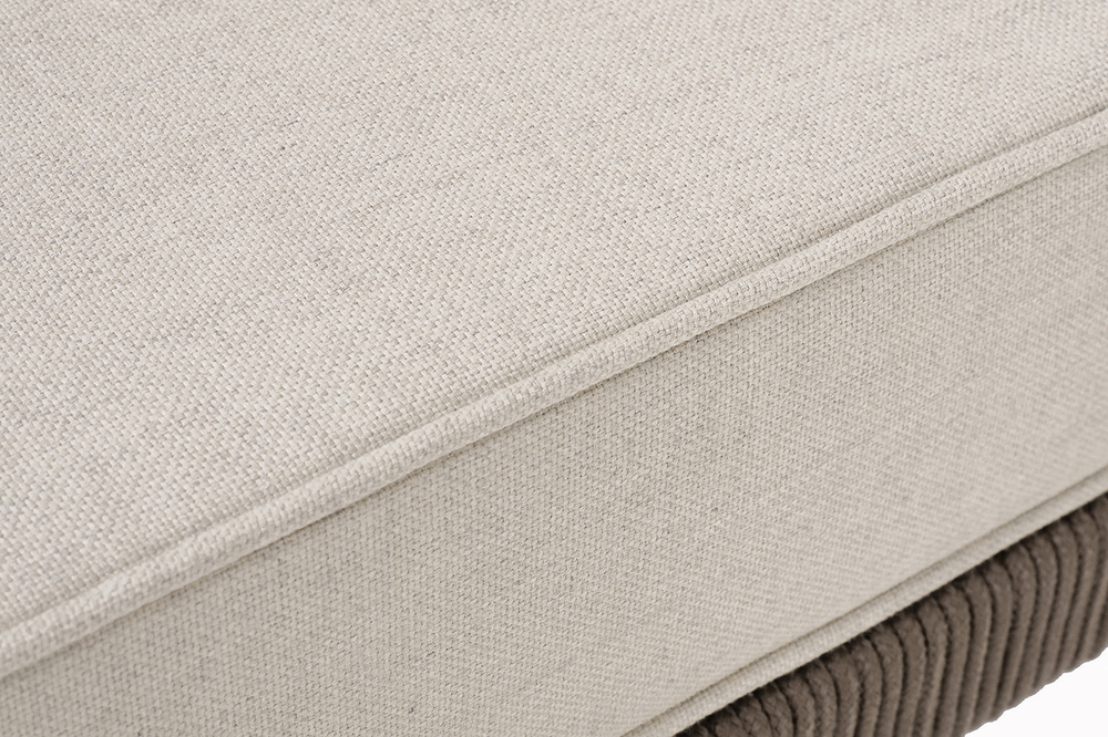 "Канны" угловой модуль плетеный из роупа, каркас алюминий коричневый (RAL8016) муар, роуп коричневый круглый, ткань бежевая 15052