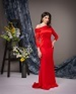 21-02-22 SS Платье шелковое в пол, силуэт «рыбка», красный XL