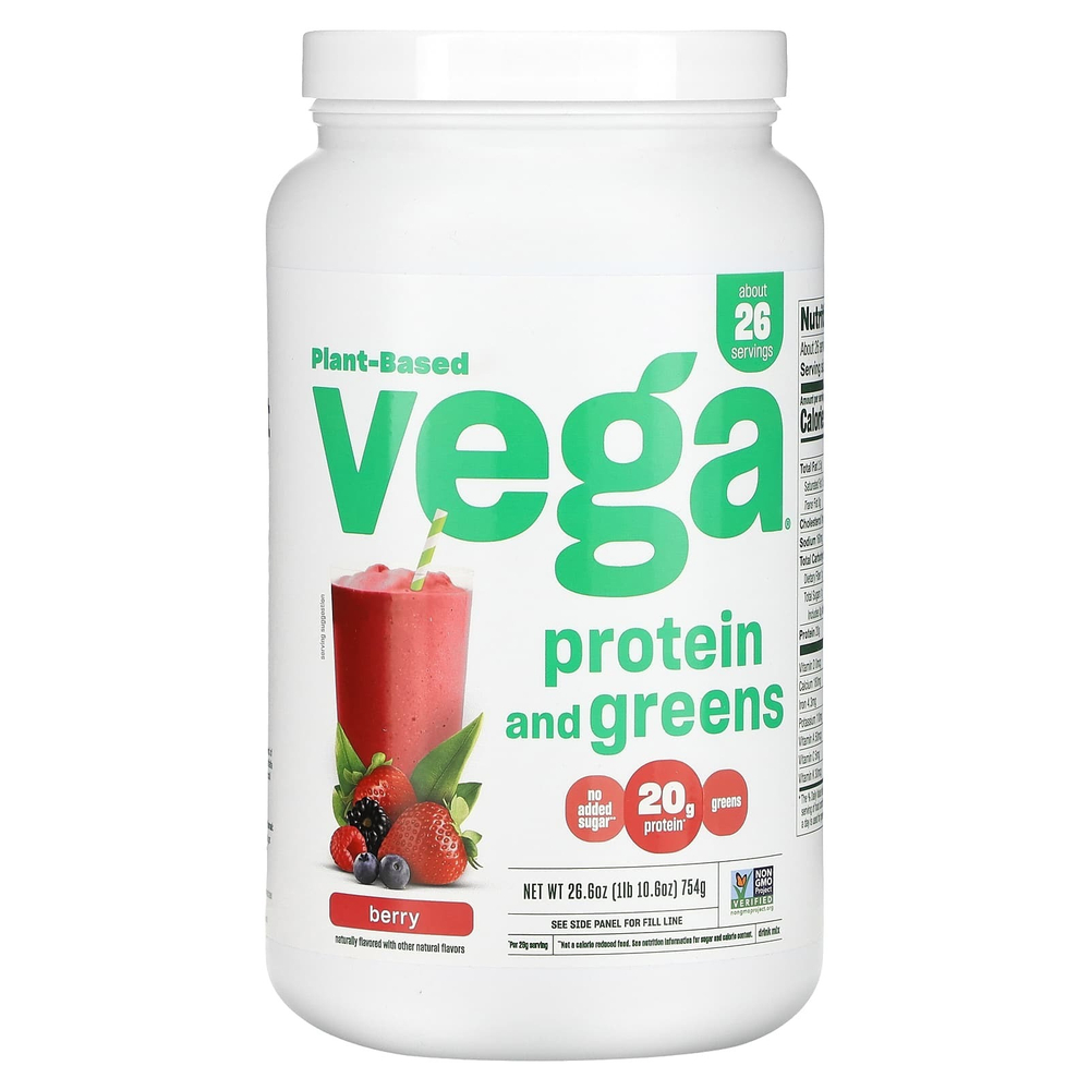 Vega, Premium Protein + Supergreens ™, ягоды, 754 г (1 фунт 10,6 унции)