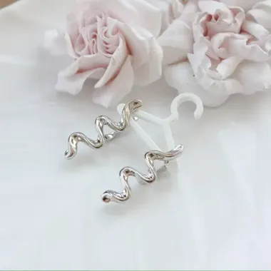 Швензы Волна 35*12 мм с английским замком, родий, Ш013