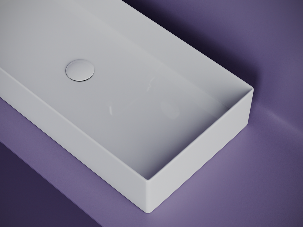 Раковина накладная прямоугольная 801x361x130, цвет белый