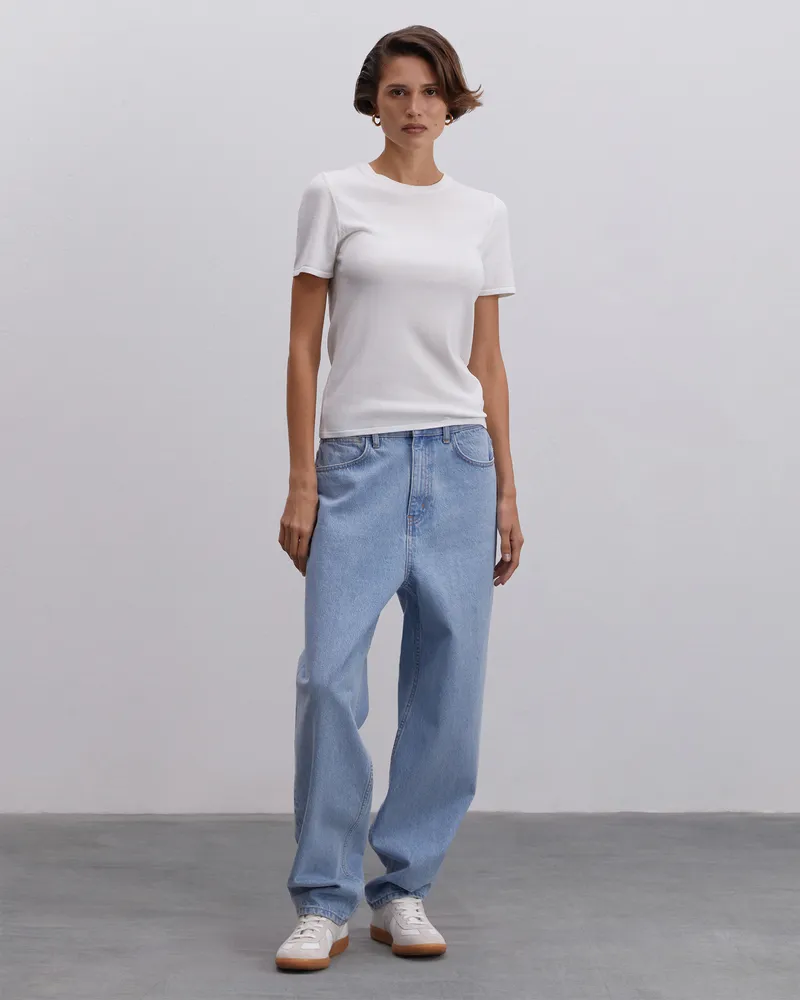 Голубые джинсы-багги