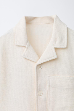 ZARA РУБАШКА С ОТЛОЖНЫМ ВОРОТНИКОМ, ЭКРЮ