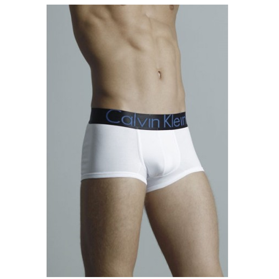 Мужские трусы боксеры белые с черной резинкой и синими буквами Calvin Klein Black Waistband Boxer White CK02221