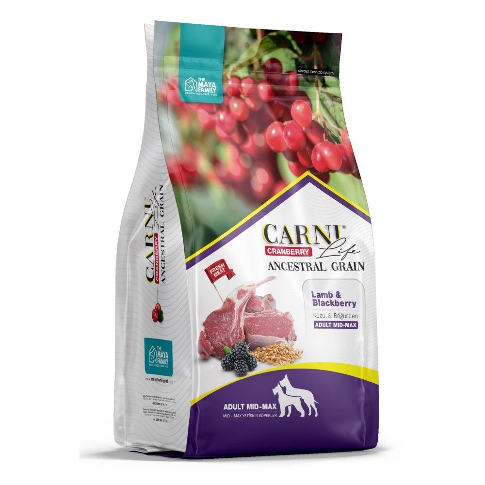 Carni Life корм для собак средних и крупных пород с ягненком, ежевикой и клюквой (Adult Mid-Max)