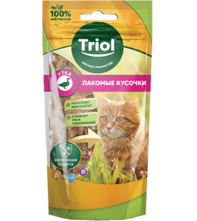 Лакомство для кошек «Лакомые кусочки из утки», 40гр., Triol