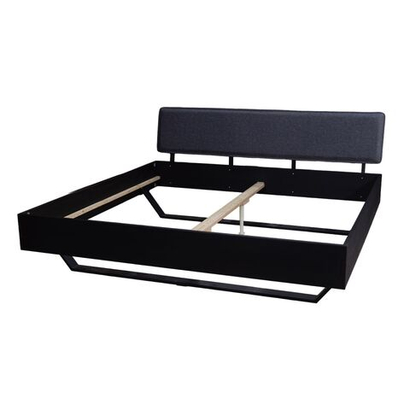 Dipriz Двуспальная кровать 200х200 парящая Беллиссима из массива дикого дуба с мягким изголовьем, черный дуб