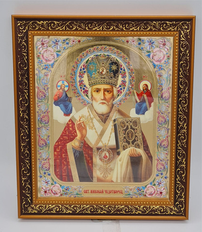 Икона баг.15*18 кон. Николай Чудотворец цв/ор/зол/ф(БоГ) 10681472