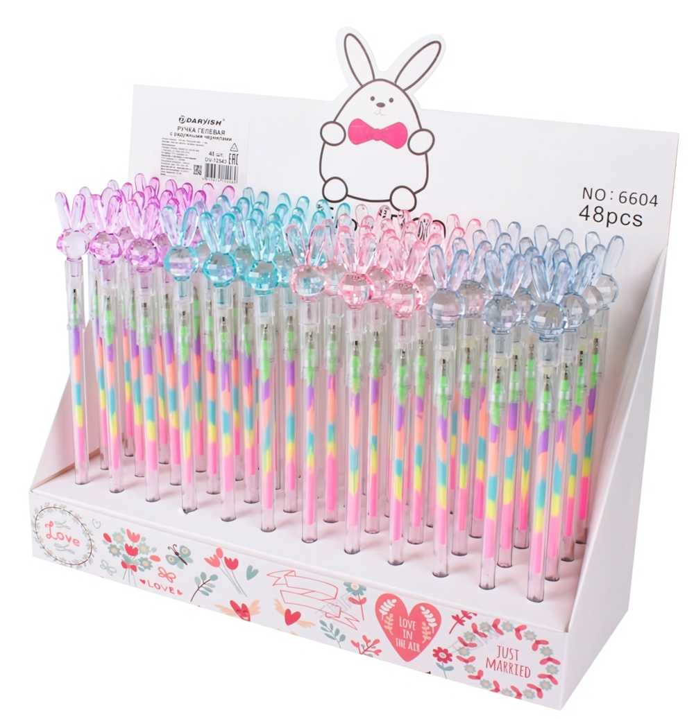 Ручка гелевая с радужными чернилами "Зайка" (Darvish)