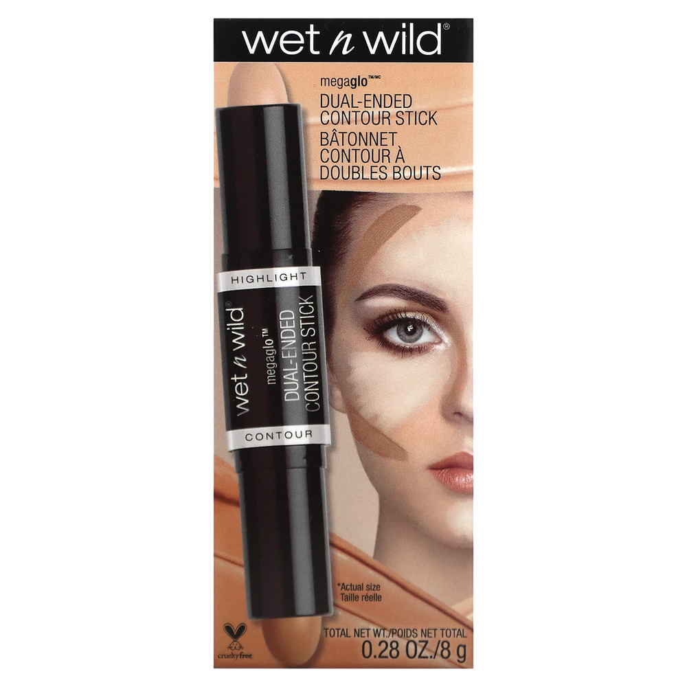wet n wild, MegaGlo, двусторонний контурный стик, средний / коричневый, 8 г (0,28 унции)