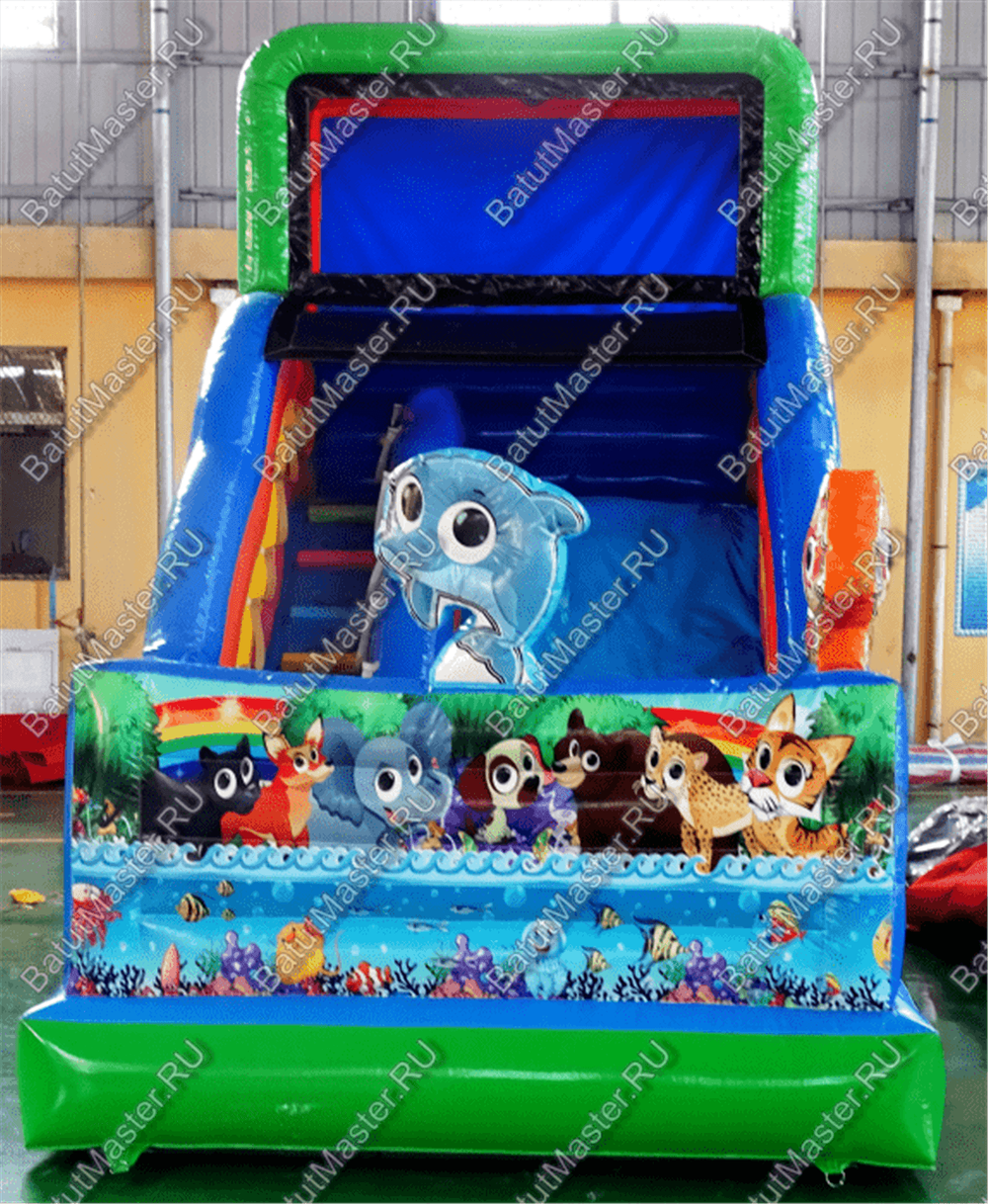 Надувная горка "Звери на пляже" 6*3.5*5 м
