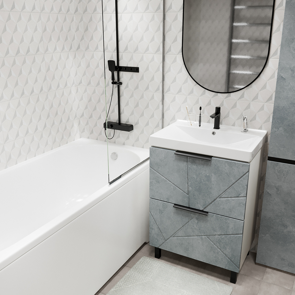 Тумба д/ванной "Гранд-60" Бетон под раковину Fest-60 (Sanita Lux) (ПВХ)