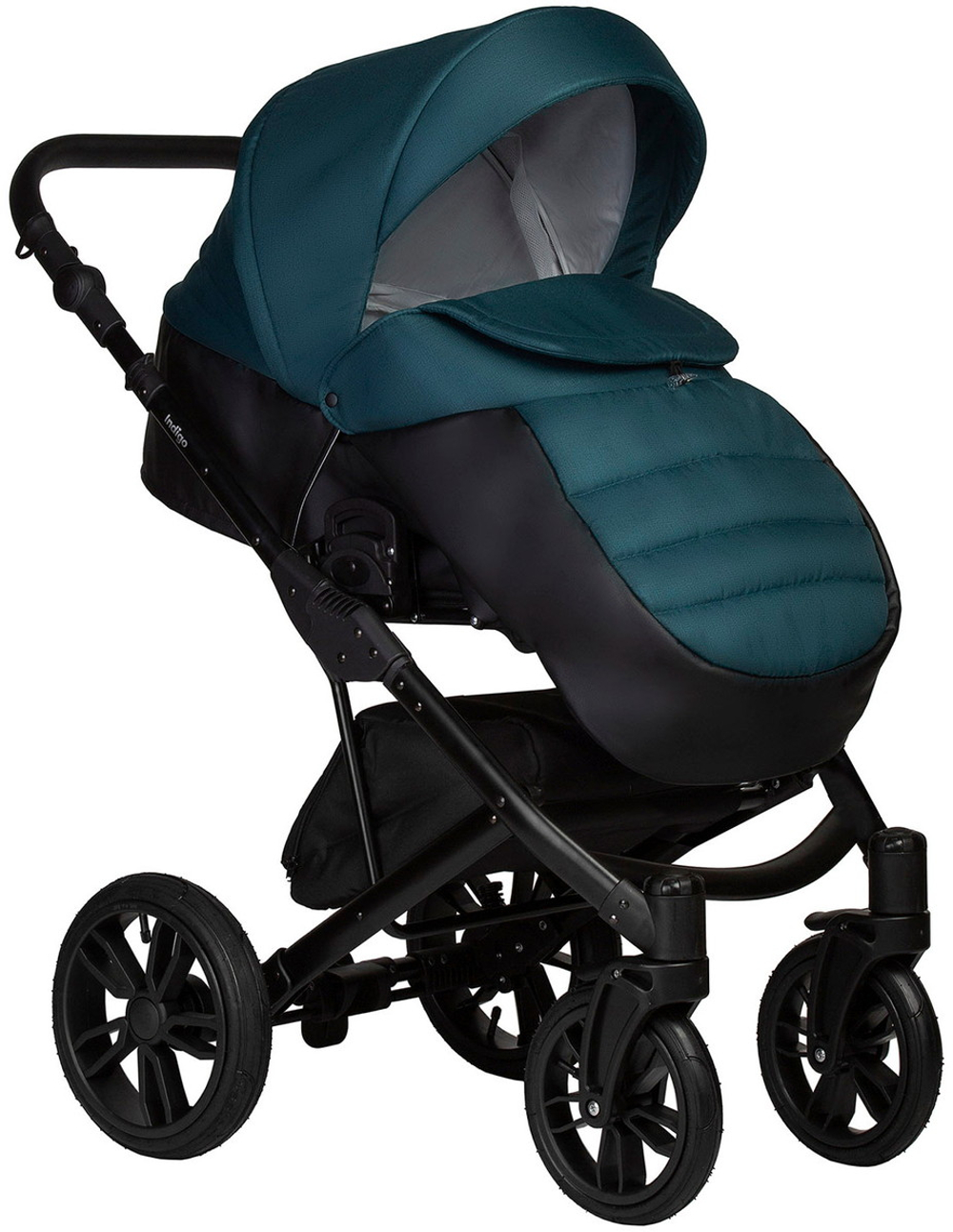 Детская коляска Indigo Mio S 3 в 1 с автокреслом Avionaut Cosmo Beige 06 черная кожа+изумрудный