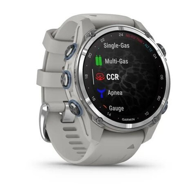 Смарт часы Garmin Descent Mk3 (43 мм) из нержавеющей стали с силиконовым туманно-серым ремешком