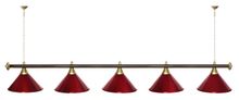 Лампа STARTBILLIARDS 5 пл. (плафоны зеленые матовые,штанга золотая,фурнитура золото)